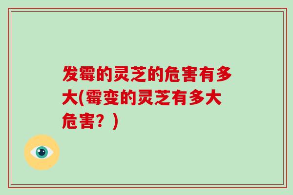 发霉的灵芝的危害有多大(霉变的灵芝有多大危害？)
