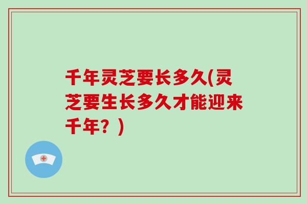 千年灵芝要长多久(灵芝要生长多久才能迎来千年?)