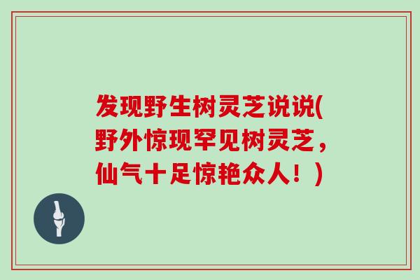 发现野生树灵芝说说(野外惊现罕见树灵芝，仙气十足惊艳众人！)