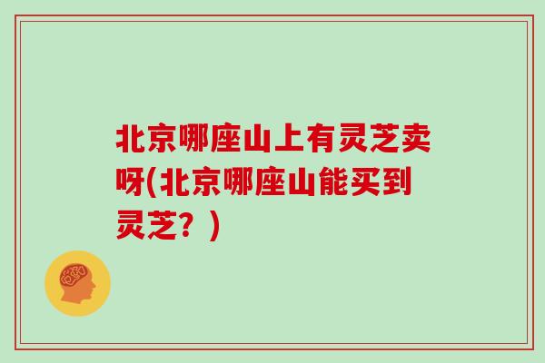 北京哪座山上有灵芝卖呀(北京哪座山能买到灵芝?)