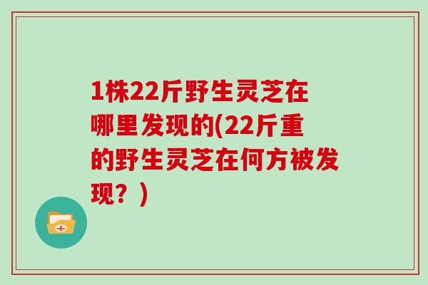 1株22斤野生灵芝在哪里发现的(22斤重的野生灵芝在何方被发现？)