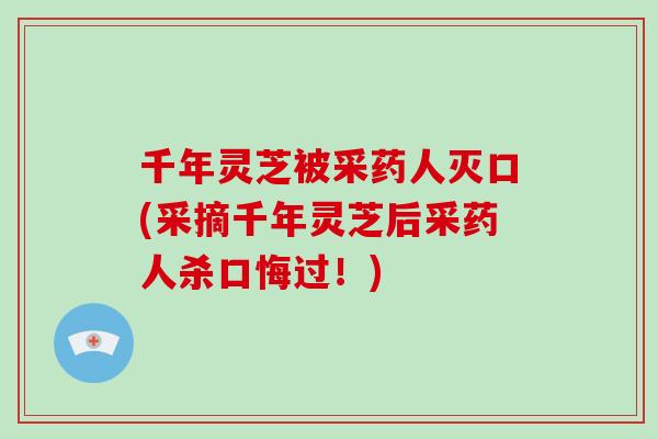 千年灵芝被采药人灭口(采摘千年灵芝后采药人杀口悔过!)