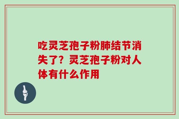 吃灵芝孢子粉肺结节消失了?灵芝孢子粉对人体有什么作用