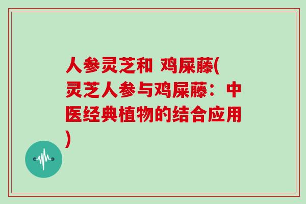 人参灵芝和 鸡屎藤(灵芝人参与鸡屎藤：中医经典植物的结合应用)