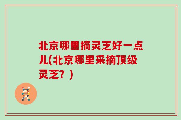 北京哪里摘灵芝好一点儿(北京哪里采摘顶级灵芝?)