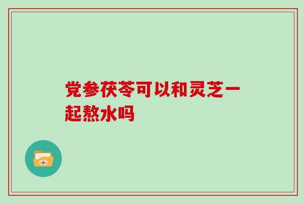 党参茯苓可以和灵芝一起熬水吗