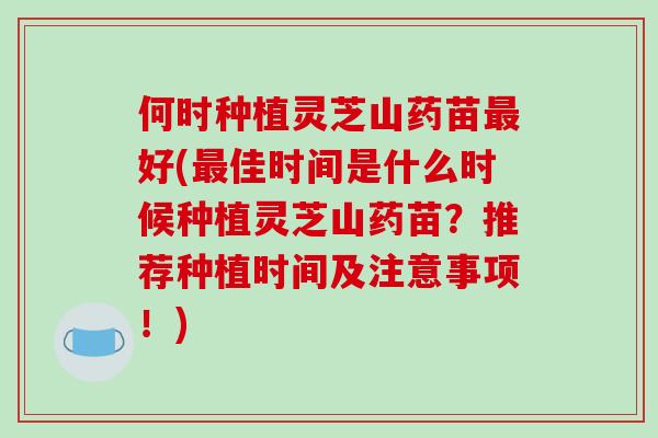 何时种植灵芝山药苗最好(最佳时间是什么时候种植灵芝山药苗?推荐种植时间及注意事项!)