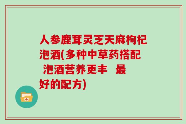 人参鹿茸灵芝天麻枸杞泡酒(多种中草药搭配 泡酒营养更丰 最好的配方)