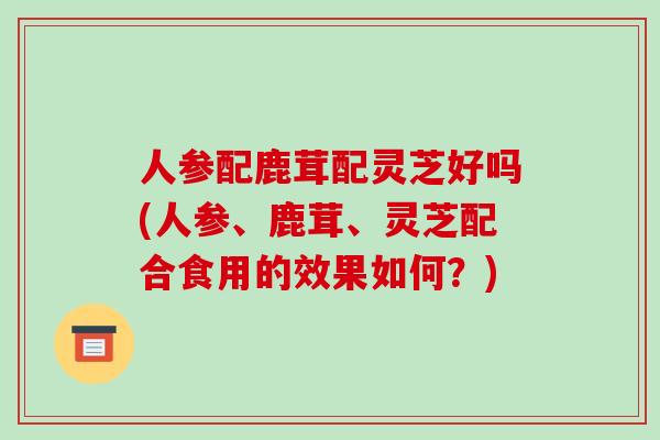 人参配鹿茸配灵芝好吗(人参、鹿茸、灵芝配合食用的效果如何？)