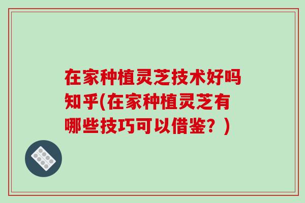 在家种植灵芝技术好吗知乎(在家种植灵芝有哪些技巧可以借鉴?)