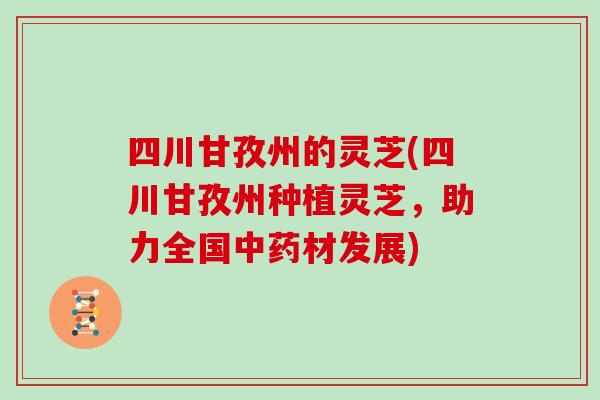 四川甘孜州的灵芝(四川甘孜州种植灵芝，助力全国中药材发展)