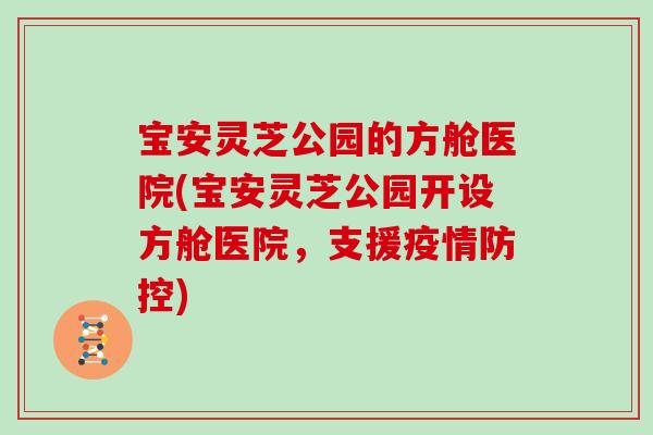 宝安灵芝公园的方舱医院(宝安灵芝公园开设方舱医院，支援疫情防控)