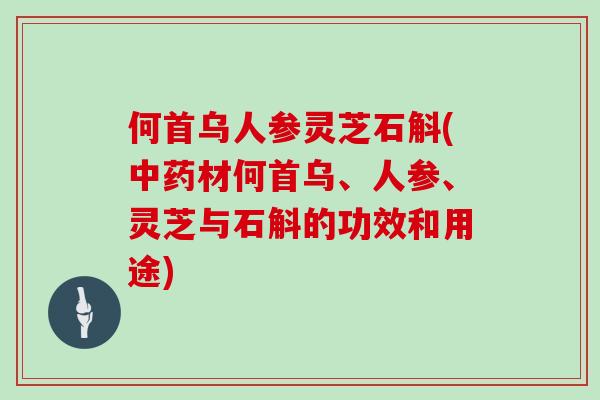 何首乌人参灵芝石斛(中药材何首乌、人参、灵芝与石斛的功效和用途)