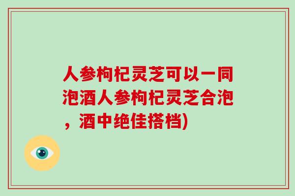 人参枸杞灵芝可以一同泡酒人参枸杞灵芝合泡，酒中绝佳搭档)