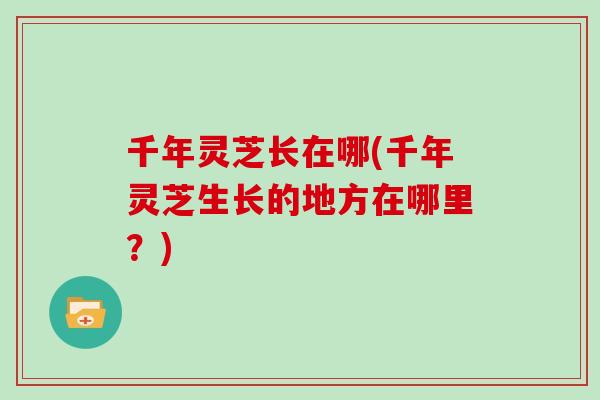 千年灵芝长在哪(千年灵芝生长的地方在哪里？)