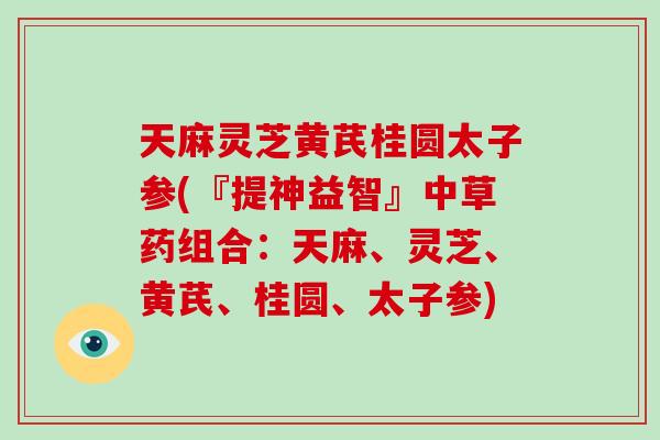 天麻灵芝黄芪桂圆太子参(『提神益智』中草药组合：天麻、灵芝、黄芪、桂圆、太子参)
