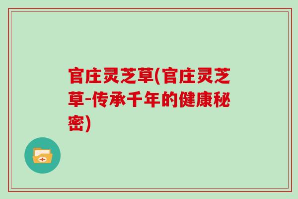 官庄灵芝草(官庄灵芝草-传承千年的健康秘密)