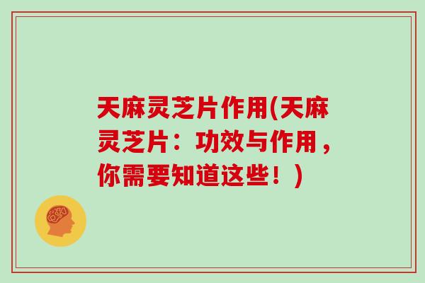 天麻灵芝片作用(天麻灵芝片：功效与作用，你需要知道这些！)
