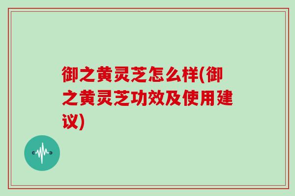御之黄灵芝怎么样(御之黄灵芝功效及使用建议)