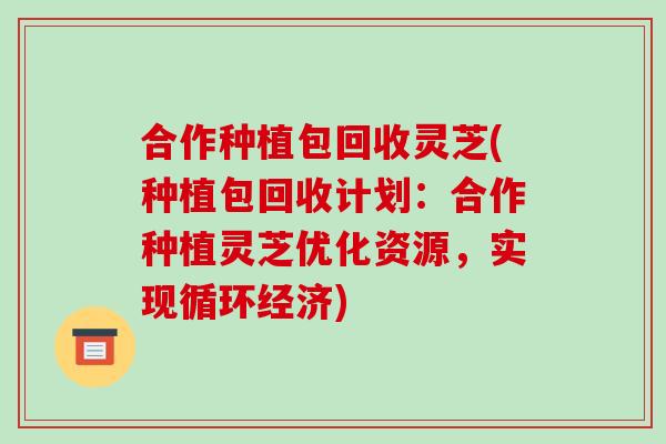 合作种植包回收灵芝(种植包回收计划:合作种植灵芝优化资源,实现循环经济)