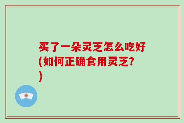 买了一朵灵芝怎么吃好(如何正确食用灵芝?)