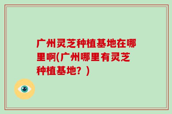 广州灵芝种植基地在哪里啊(广州哪里有灵芝种植基地?)
