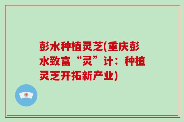 彭水种植灵芝(重庆彭水致富“灵”计：种植灵芝开拓新产业)