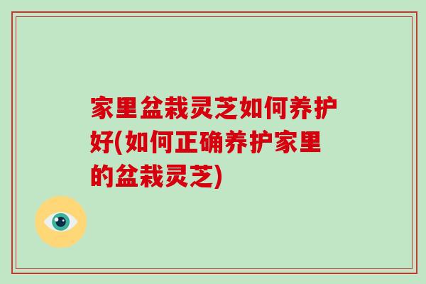 家里盆栽灵芝如何养护好(如何正确养护家里的盆栽灵芝)