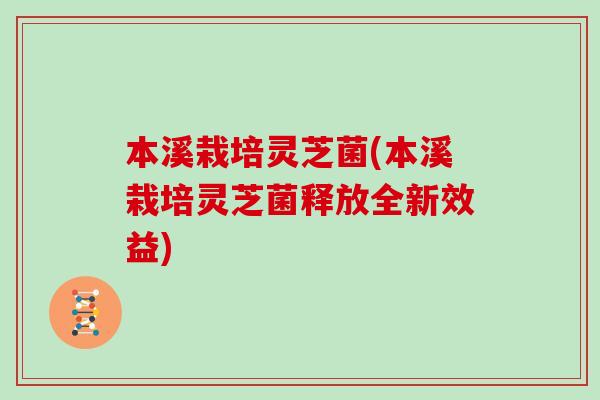 本溪栽培灵芝菌(本溪栽培灵芝菌释放全新效益)