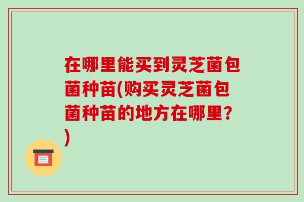 在哪里能买到灵芝菌包菌种苗(购买灵芝菌包菌种苗的地方在哪里？)