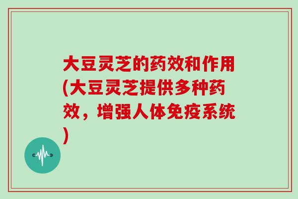 大豆灵芝的药效和作用(大豆灵芝提供多种药效，增强人体免疫系统)
