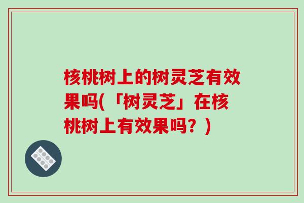 核桃树上的树灵芝有效果吗(「树灵芝」在核桃树上有效果吗？)