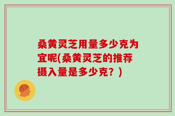桑黄灵芝用量多少克为宜呢(桑黄灵芝的推荐摄入量是多少克?)