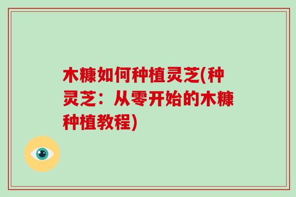 木糠如何种植灵芝(种灵芝:从零开始的木糠种植教程)