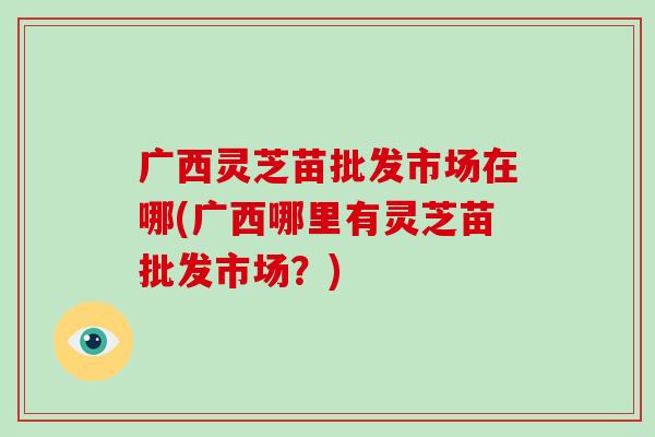 广西灵芝苗批发市场在哪(广西哪里有灵芝苗批发市场？)