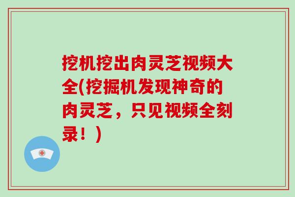 挖机挖出肉灵芝视频大全(挖掘机发现神奇的肉灵芝,只见视频全刻录!)