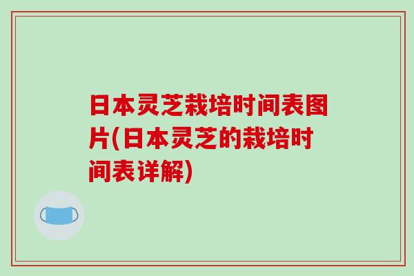 日本灵芝栽培时间表图片(日本灵芝的栽培时间表详解)