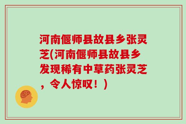 河南偃师县故县乡张灵芝(河南偃师县故县乡发现稀有中草药张灵芝，令人惊叹！)