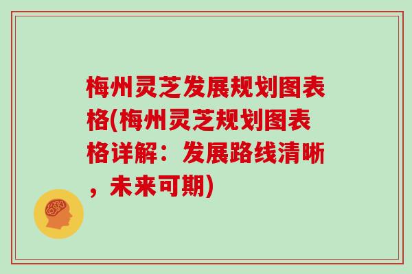 梅州灵芝发展规划图表格(梅州灵芝规划图表格详解:发展路线清晰,未来可期)