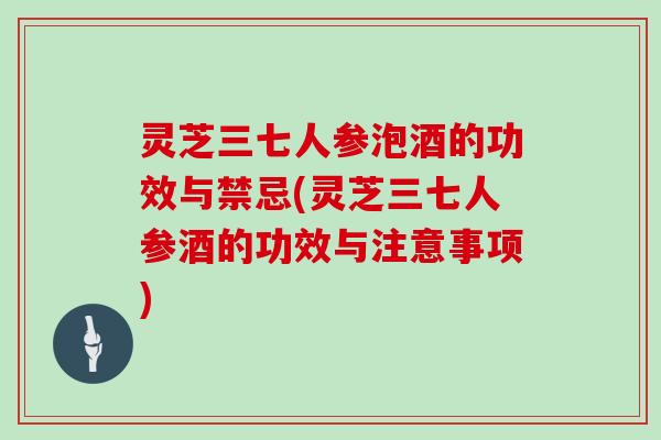 灵芝三七人参泡酒的功效与禁忌(灵芝三七人参酒的功效与注意事项)