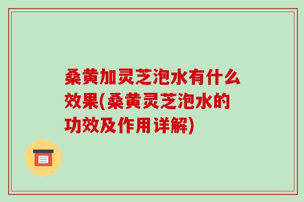 桑黄加灵芝泡水有什么效果(桑黄灵芝泡水的功效及作用详解)