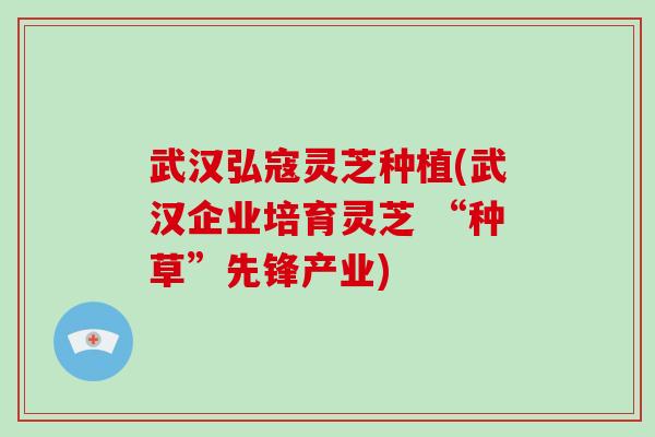武汉弘寇灵芝种植(武汉企业培育灵芝 “种草”先锋产业)