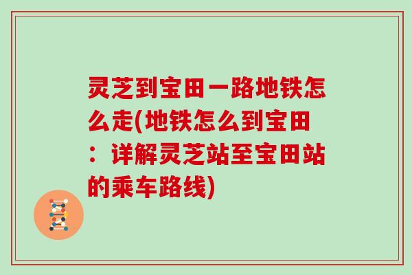 灵芝到宝田一路地铁怎么走(地铁怎么到宝田:详解灵芝站至宝田站的乘车路线)
