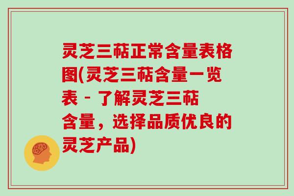 灵芝三萜正常含量表格图(灵芝三萜含量一览表 - 了解灵芝三萜含量,选择品质优良的灵芝产品)