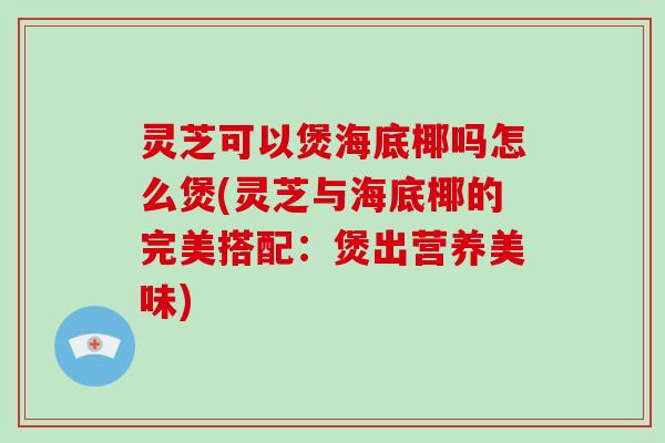 灵芝可以煲海底椰吗怎么煲(灵芝与海底椰的完美搭配:煲出营养美味)