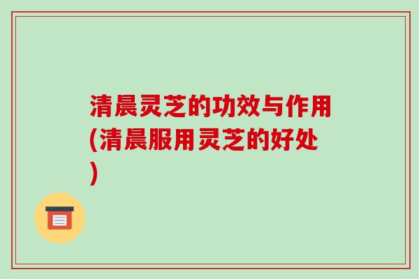 清晨灵芝的功效与作用(清晨服用灵芝的好处)