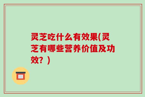 灵芝吃什么有效果(灵芝有哪些营养价值及功效?)