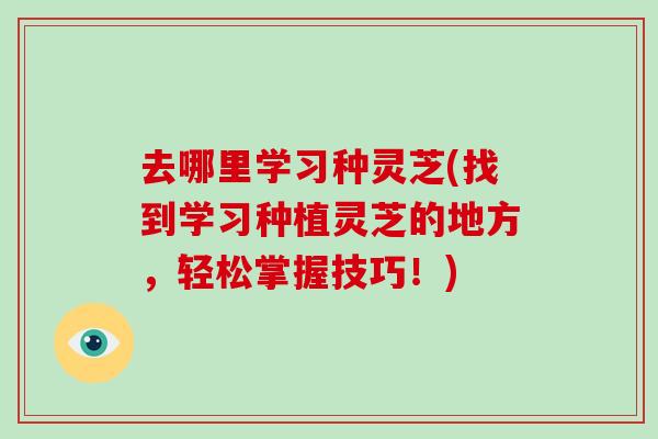 去哪里学习种灵芝(找到学习种植灵芝的地方,轻松掌握技巧!)