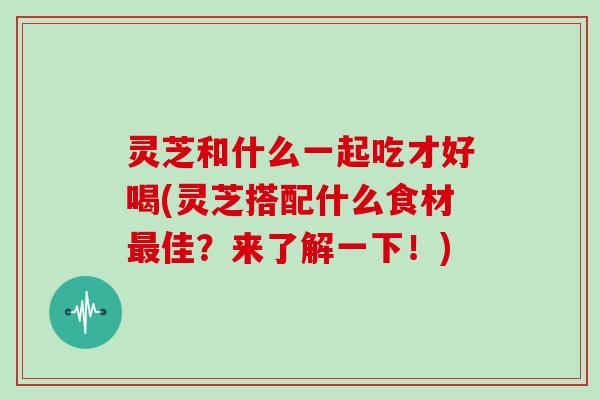 灵芝和什么一起吃才好喝(灵芝搭配什么食材最佳？来了解一下！)