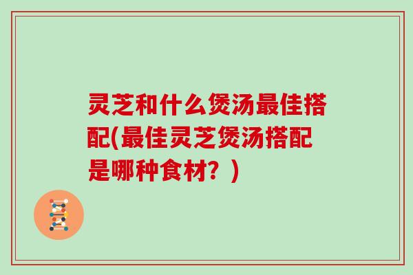 灵芝和什么煲汤最佳搭配(最佳灵芝煲汤搭配是哪种食材?)